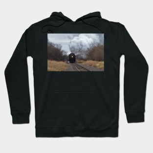 Big Boy 4014 with Steam,Smoke and Prairie grass and sky with tree's. Hoodie